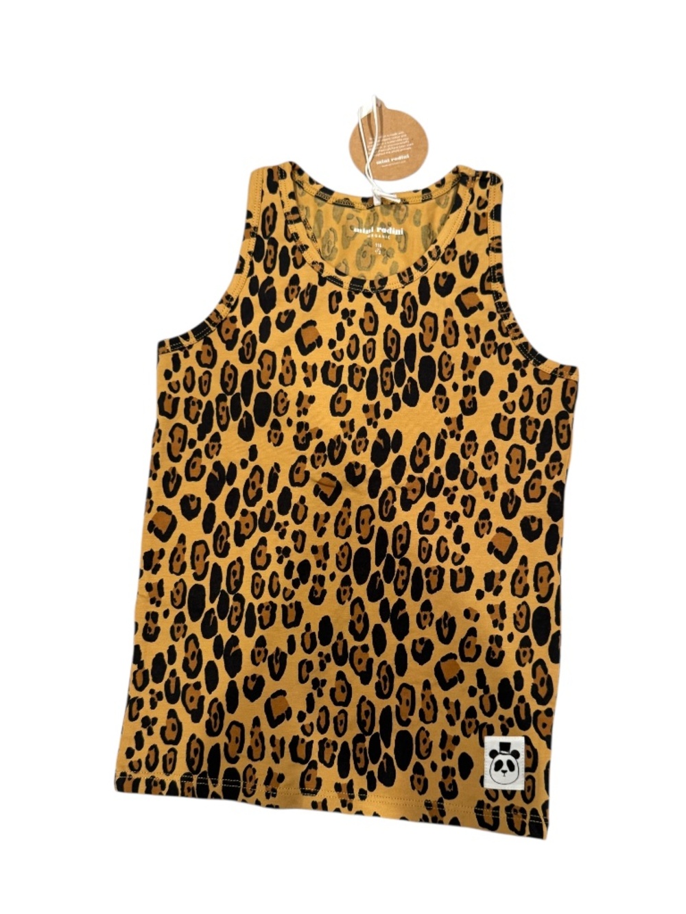 MINI RODINI tan & black animal print racer back tank top - size 116/122